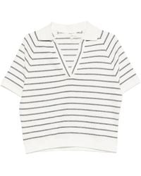 MAISON 123 - Lilas Striped V-Neck T-Shirt - Lyst