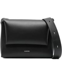 Jil Sander - Logo-Print Leather Shoulder Bag - Lyst
