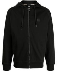 BOSS - Logo-Patch Drawstring Hoodie - Lyst