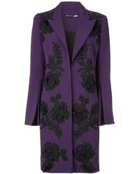 Natori Embroidered Crepe Coat - Purple