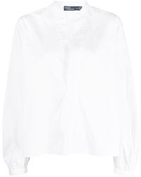 Polo Ralph Lauren - Long-sleeve V-neck Cotton Blouse - Lyst
