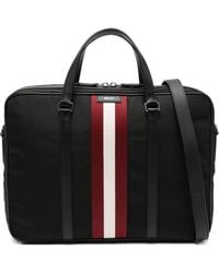 Bally - Stripe Detail Leather-Trimmed Briefcase - Lyst