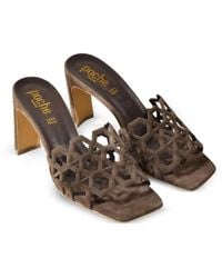 Poche Paris - Cut-Out Block-Heel Sandals - Lyst