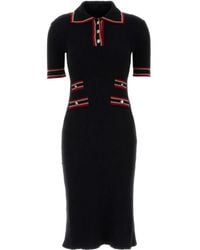 Alessandra Rich - Ribbed-Knit Polo-Neck Midi Dress - Lyst