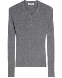Jil Sander - Ribbed-Knit V-Neck Sweater - Lyst