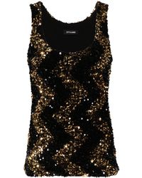 Styland - Chevron-pattern Sequinned Tank Top - Lyst