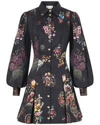 CAMILLA - Floral-Print Pleated Mini Shirt Dress - Lyst