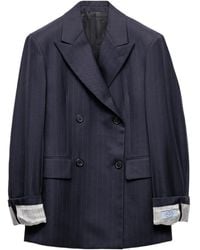 Prada - Blazer a rayas diplomáticas - Lyst