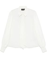 Etro - Natural Silk Blouse With Bow Neck Shirt - Lyst