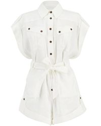 Zimmermann - Rhiannon Linen Short Playsuit - Lyst
