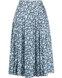 Tory Burch - Floral-print Silk Pleated Midi Skirt - Lyst