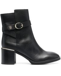 Tommy Hilfiger - 70Mm Side Buckle-Detail Ankle Boots - Lyst