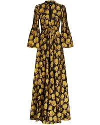 Etro - Dahlia-print Pleated Maxi Dress - Lyst