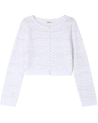 Sandro - Cropped Pearled Cardigan - Lyst