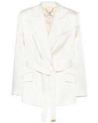 Elisabetta Franchi - Stretch Satin Jacket With Belt - Lyst