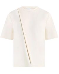 Manière De Voir - Hugo Relaxed-Fit Pleat-Detail Cream T-Shirt - Lyst