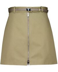 Prada - Belted Zip-Front Mini Skirt - Lyst