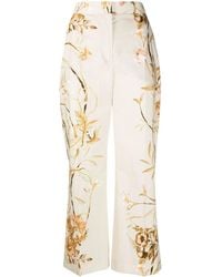 Alberta Ferretti - High-Waist Floral Print Trousers - Lyst