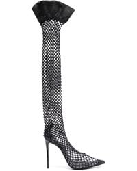 Le Silla - Gilda Fishnet Thigh-high Boots - Lyst