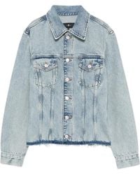 7 For All Mankind - Ausgefranste Trucker Jacke Mit Knöpfen - Lyst