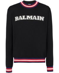 Balmain - Pullover mit Jacquard-Logo - Lyst