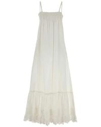 Saint Laurent - Lace Trim Maxi Dress - Lyst