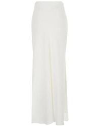 Brunello Cucinelli - Long Satin Side-Slit Skirt - Lyst