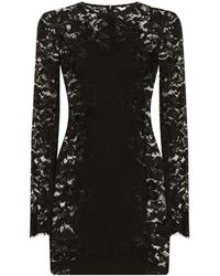 Dolce & Gabbana - Semi-doorzichtige Mini-jurk Met Kant - Lyst