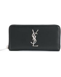 Saint Laurent - Monogram Zip-up Leather Wallet - Lyst