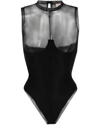 Murmur - Hold-up Tulle-panel Bodysuit - Lyst