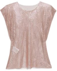 Alberta Ferretti - Shimmering Mesh Top With Boxy Silhouette - Lyst