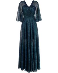 Talbot Runhof Abendkleid mit V-Ausschnitt - Blau