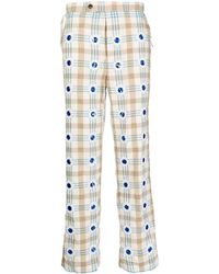 Bode - Embellished Checked Straight-leg Trousers - Lyst