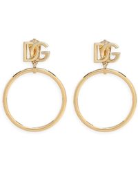 Dolce & Gabbana - Dg Logo-charm Hoop Earrings - Lyst