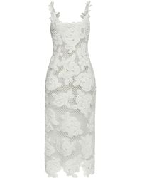 Oscar de la Renta - Robe Mi-Longue En Crochet À Broderies - Lyst