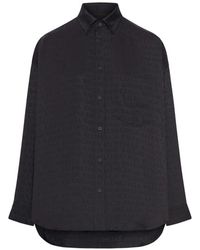 Balenciaga - Fluid Viscose Shirt With Allover Tone-On-Tone Logo - Lyst