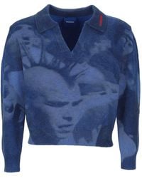 DAGGER - Graphic-Print Polo-Collar Sweater - Lyst