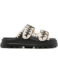 Mou - Buckle-Strap Crochet-Detail Sandals - Lyst