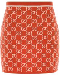 Gucci - Embroidered Cotton Mini Skirt - Lyst