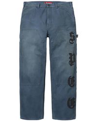 Supreme - Pantalon À Appliqué En Cuir Et Double Épaisseur Aux Genoux - Lyst