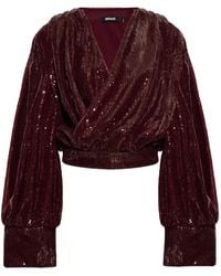 ROTATE BIRGER CHRISTENSEN - Sequin Top With A V-Neck - Lyst