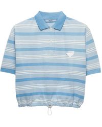 Prada - Striped Print Piqué Polo Shirt - Lyst