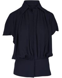 Lanvin - Pleated-Panel Short-Sleeves Top - Lyst