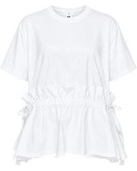 Noir Kei Ninomiya - T-Shirt Volanté À Lien De Resserrage - Lyst