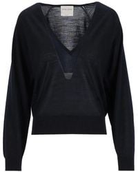 forte_forte - V-Neck Raglan-Sleeve Sweater - Lyst