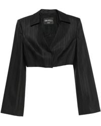 Dondup - Pinstripe-Pattern Cropped Blazer - Lyst