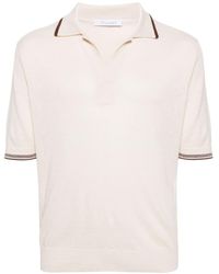 Cruciani - V-neck Linen-blend Polo Shirt - Lyst