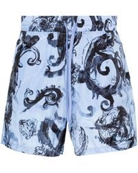 Versace - Watercolor Print Bermuda Shorts - Lyst