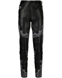 Philipp Plein - Bandana-Panelling Skinny Leather Trousers - Lyst