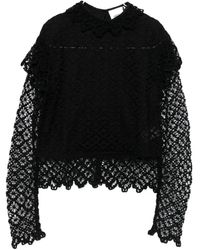 Isabel Marant - Ludivine Lace-Trimmed Ruffled Top - Lyst
